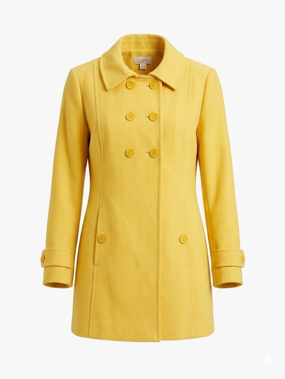 Loft Bright Yellow Women's Double-Breasted Coat - SZ 16